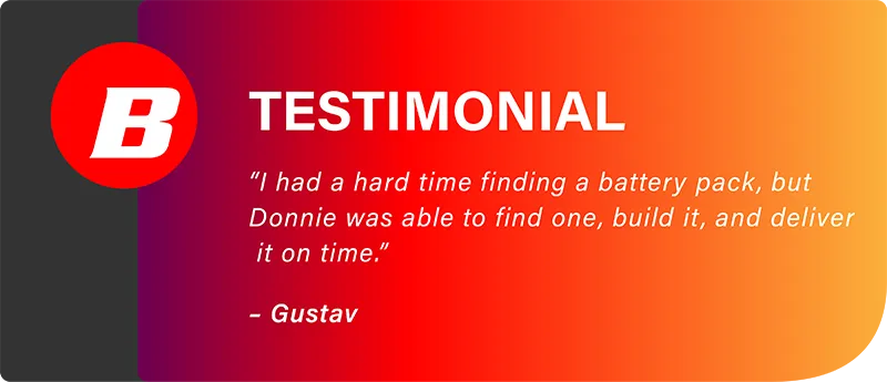 Testimonial from gustav | batteries inc. Testimonial from Gustav