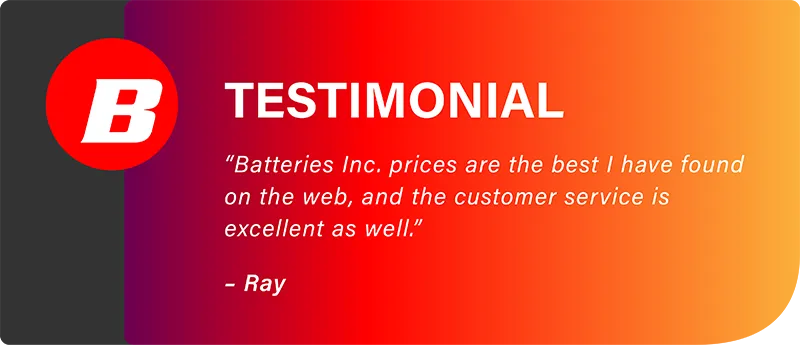 Testimonial from ray | batteries inc. Testimonial from Ray